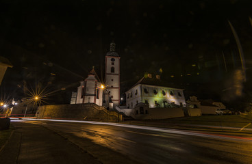Fototapeta na wymiar Church and religious center in Veseli nad Luznici town in south Bohemia