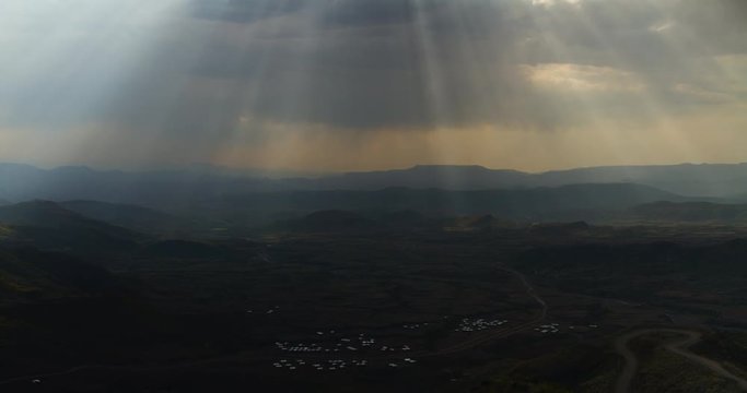 Sunset timelapse of the valley of Lalibela, Ethiopia.