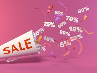 Sale discounts with percent symbols on pink background