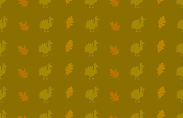 Thanksgiving Pattern Background with Turkeys and Leaves