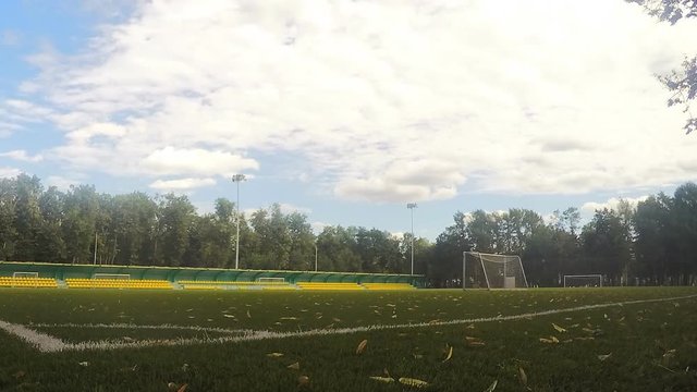 gate on a soccer stadium at summer day timelapse
