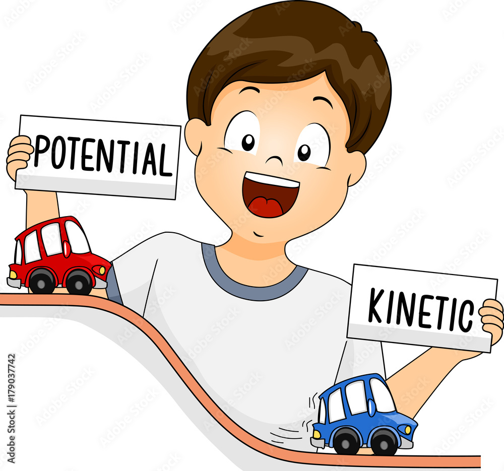 Poster Kid Boy Potential Kinetic Energy Illustration