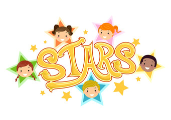 Obraz na płótnie Canvas Stickman Kids Stars Illustration