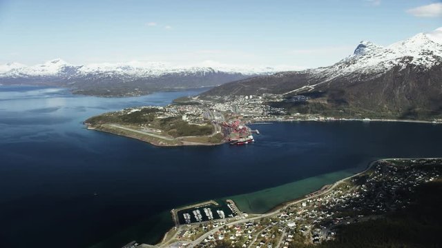 Aerial Shot of Norwegian City Narvik