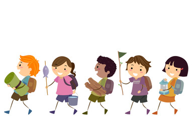 Stickman Kids Summer Camp Walk Illustration