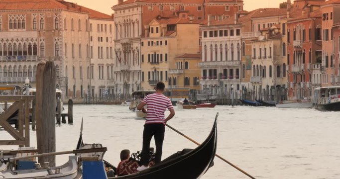 Venice Italy - gondola on canal afternoon sunset