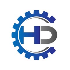 hd initial logo vector with gear blue gray