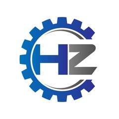 hz initial logo vector with gear blue gray