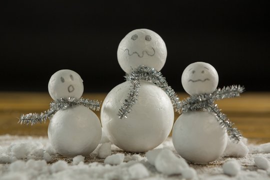 Close up of artificial snowman decoration