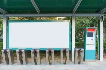 Blank billboard at bus station