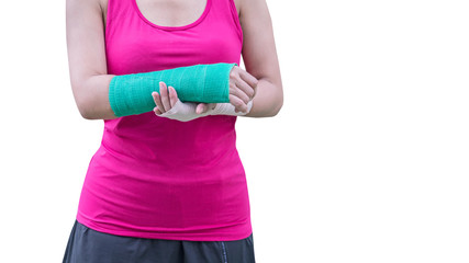 Accident on arm from sports isolated on white, clipping path included