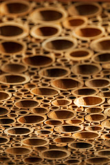 Cutting bamboo ceiling for decorate with dramtic light and shadow and shallow dept of field 