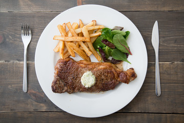 NY strip steak with garlic herb butter
