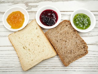 Jam fruit with bread slice