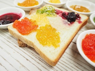 Jam fruit with bread slice
