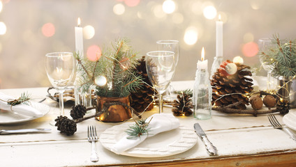 Christmas table setting. - Powered by Adobe