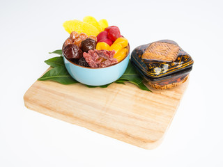 preserved fruits or mix preserved fruits on the background.