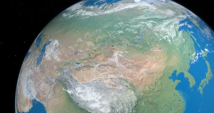 Himalaya mountain range in Asia in planet Earth, aerial view from outer space