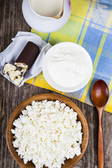 Cottage cheese, sour cream and milk