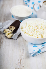 Cottage cheese, sour cream and milk