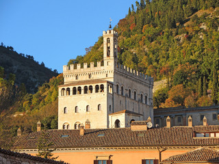 Fototapeta na wymiar Gubbio, Italy. One of the most beautiful small town in Italy. The historical building called Palazzo dei Consoli
