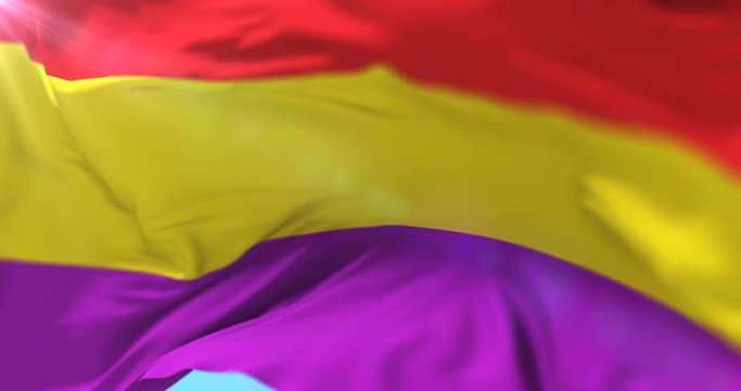 Flag of the Republic of Spain waving at wind, loop