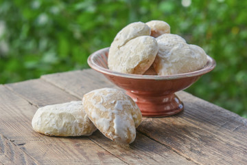 Homemade gingerbread in sugar glaze