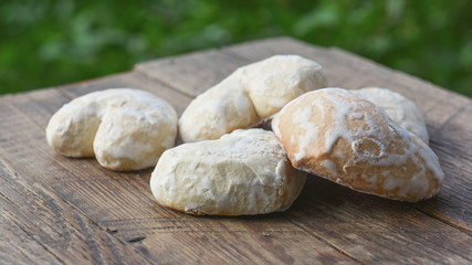 Homemade gingerbread in sugar glaze