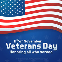 Background banner for Veterans Day, USA celebration. Vector design Honoring all who served. Happy Veterans day 11th of November