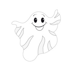 Funny Ghost on a White Halloween Background