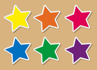 Label designs with star shape in six colors