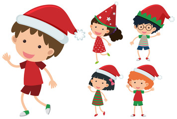 Children wearing christmas hats