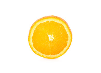sliced fresh Navel/Valencia orange on white background