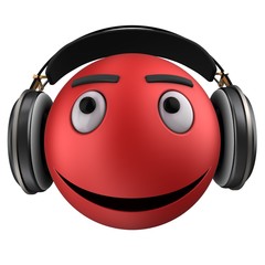 3d red emoticon smile