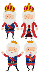 Four kings on white background