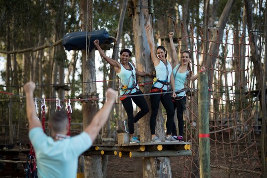 Friends having fun in park