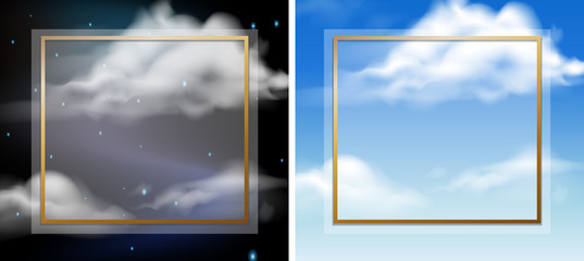 Frame template with sky at day and night