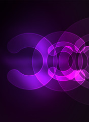 Round glowing elements on dark space, abstract background