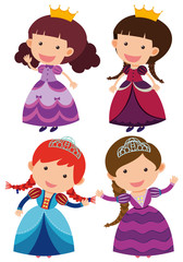 Four cute princesses on white background © brgfx