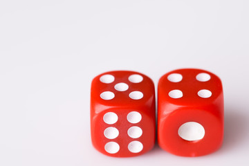 Red dice on white background