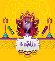Diwali Hindu festival greeting card with modern elements