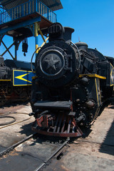 Fototapeta premium Nilgiri mountain railway. Blue train. Unesco heritage. Narrow gauge