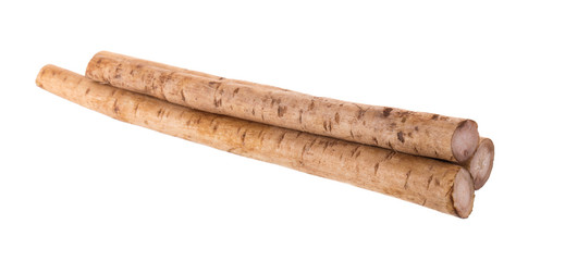 Fresh Burdock roots isolated on white background