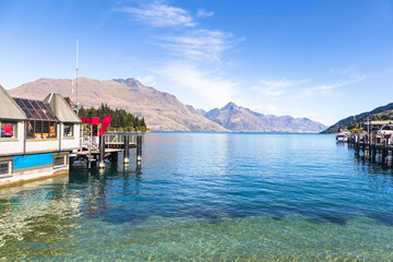 Queenstown jetty on lake Wakatipu in New Zealand