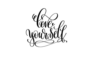 love yourself hand lettering inscription