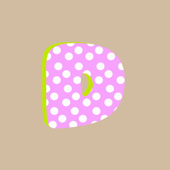 3d cute alfabet letter D with polka dots isolated Vector illustration © lena10sheiko