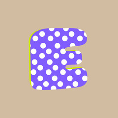 3d cute alfabet letter E with polka dots isolated Vector illustration © lena10sheiko