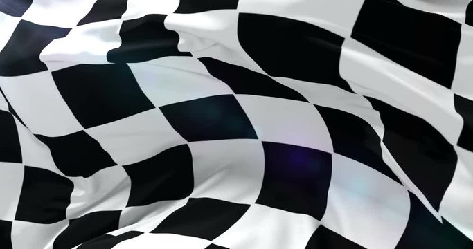 Formula one race flag waving at wind, loop