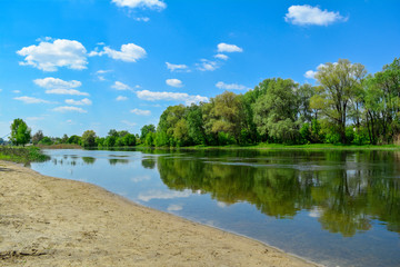 Spring sunny day on the river bank.