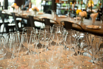 Empty Glass of wine on a table